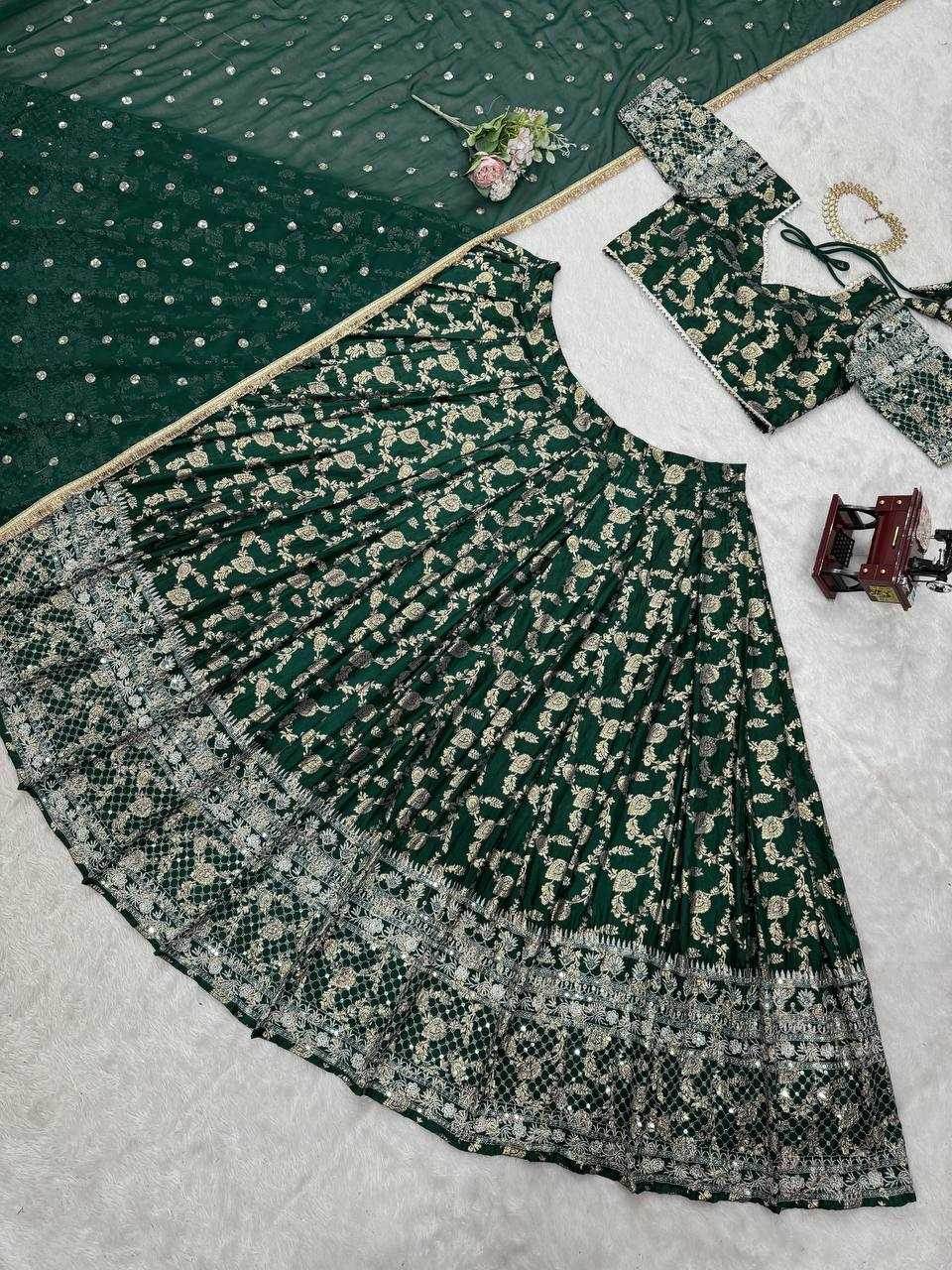Jacquard Designer Lehenga Choli With Dupatta Sequins - MYLUXURY LANE ENTERPRISE