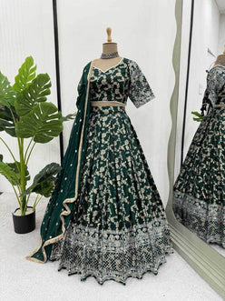 Jacquard Designer Lehenga Choli With Dupatta Sequins - MYLUXURY LANE ENTERPRISE