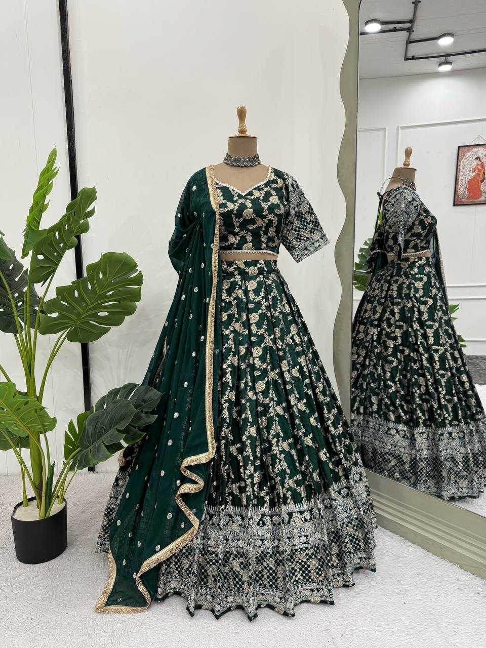 Jacquard Designer Lehenga Choli With Dupatta Sequins - MYLUXURY LANE ENTERPRISE
