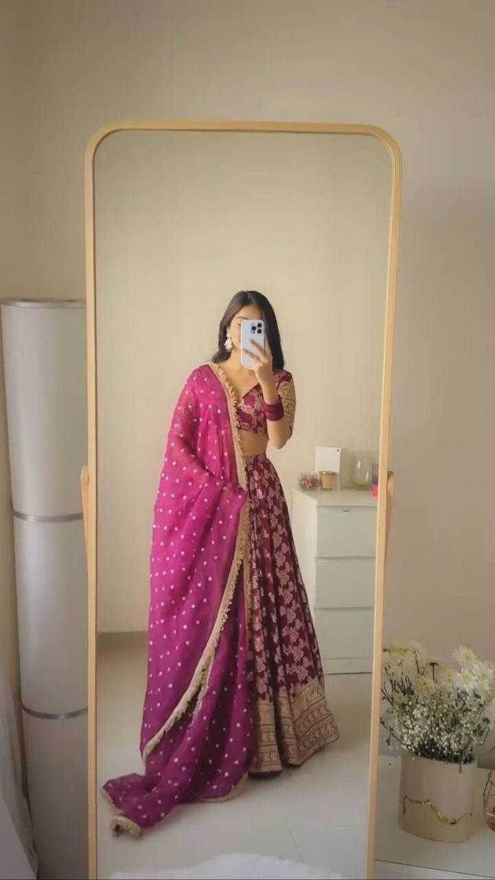 Jacquard Designer Lehenga Choli With Dupatta Sequins - MYLUXURY LANE ENTERPRISE