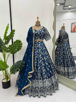 Jacquard Designer Lehenga Choli With Dupatta Sequins - MYLUXURY LANE ENTERPRISE