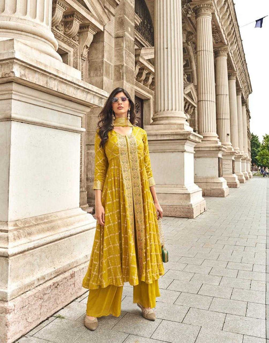 Jacquard Embroidery   Handwork Palazzo Suit