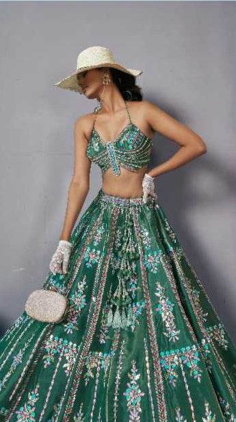 Jimmy Choo Designer Embroidered Lehenga - MYLUXURY LANE ENTERPRISE