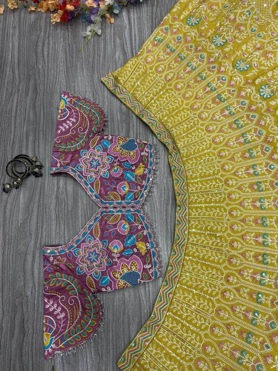 Kasturi Silk Embroidered Sequins Lehenga With Cancan - MYLUXURY LANE ENTERPRISE