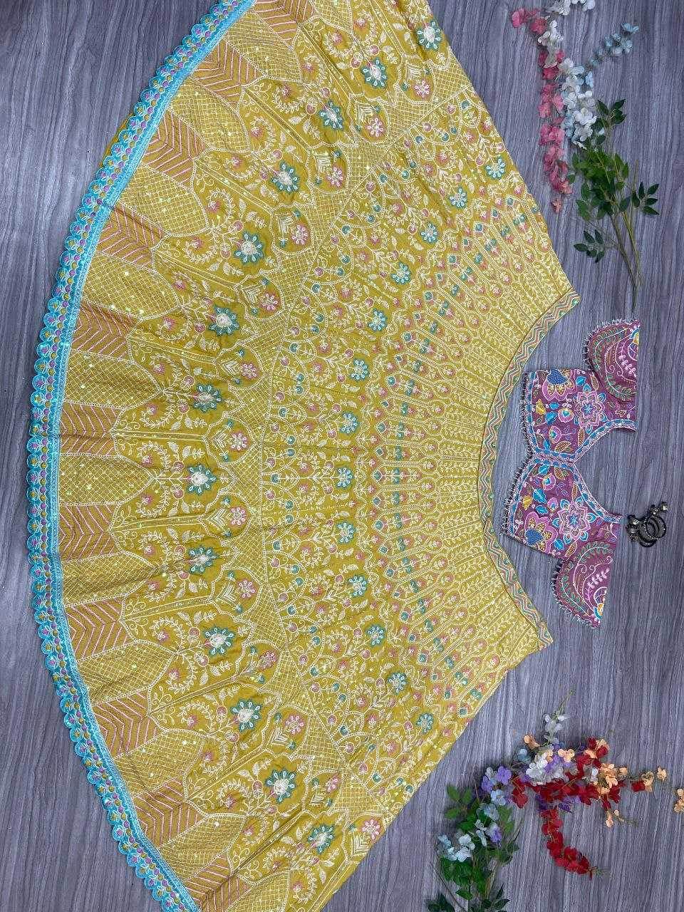 Kasturi Silk Embroidered Sequins Lehenga With Cancan - MYLUXURY LANE ENTERPRISE