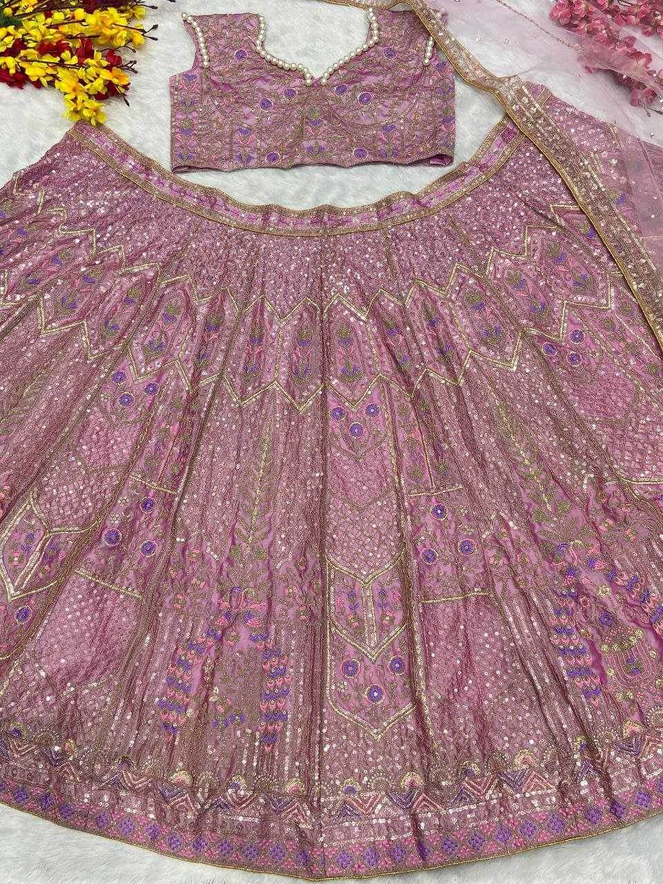 Kasturi Silk Embroidered Thread Work Sequins Lehenga With Cancan - MYLUXURY LANE ENTERPRISE