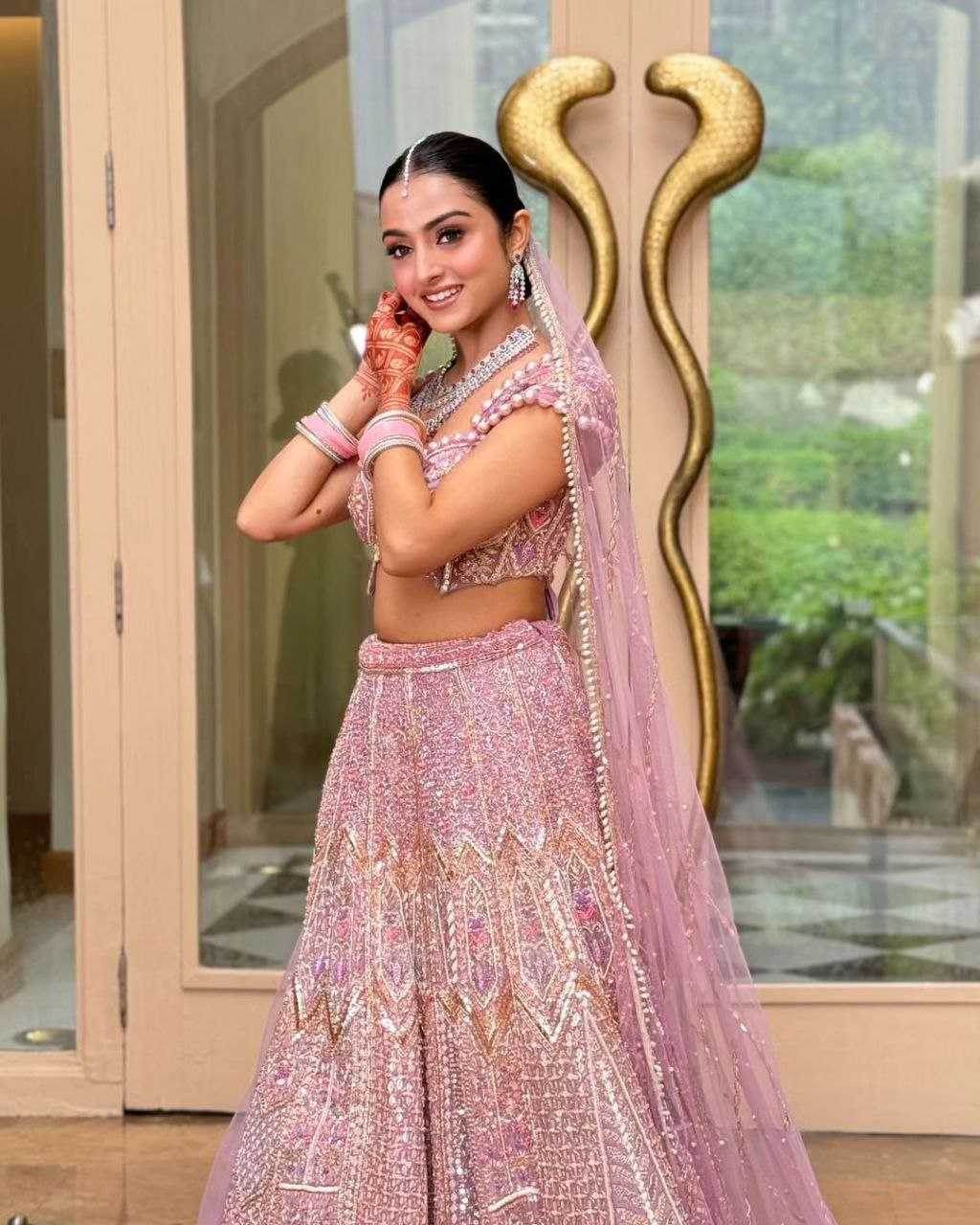 Kasturi Silk Embroidered Thread Work Sequins Lehenga With Cancan - MYLUXURY LANE ENTERPRISE