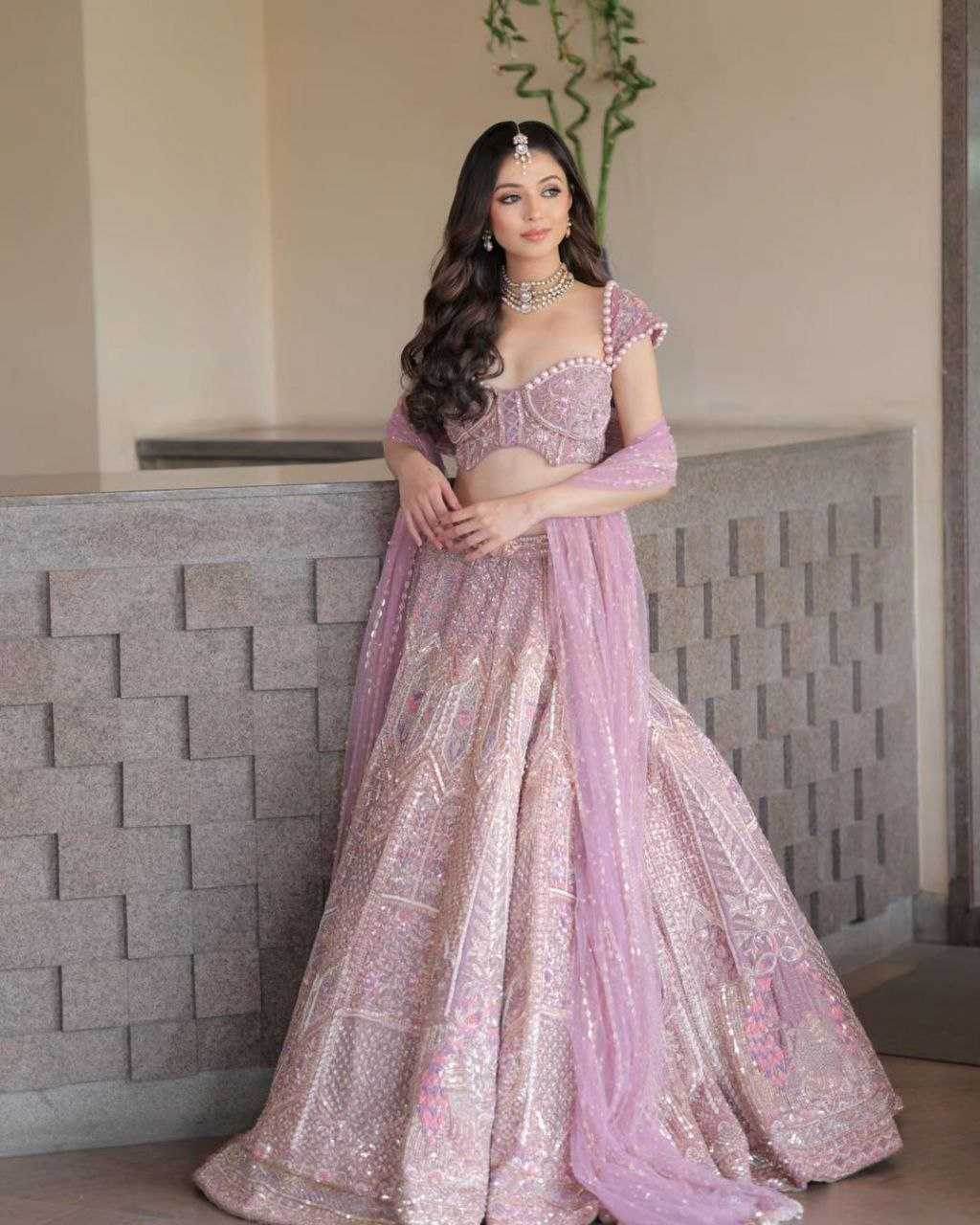 Kasturi Silk Embroidered Thread Work Sequins Lehenga With Cancan - MYLUXURY LANE ENTERPRISE