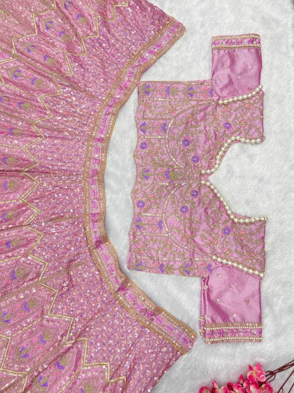Kasturi Silk Embroidered Thread Work Sequins Lehenga With Cancan - MYLUXURY LANE ENTERPRISE