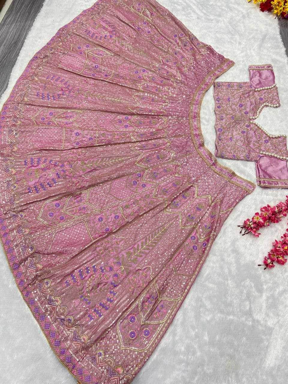 Kasturi Silk Embroidered Thread Work Sequins Lehenga With Cancan - MYLUXURY LANE ENTERPRISE