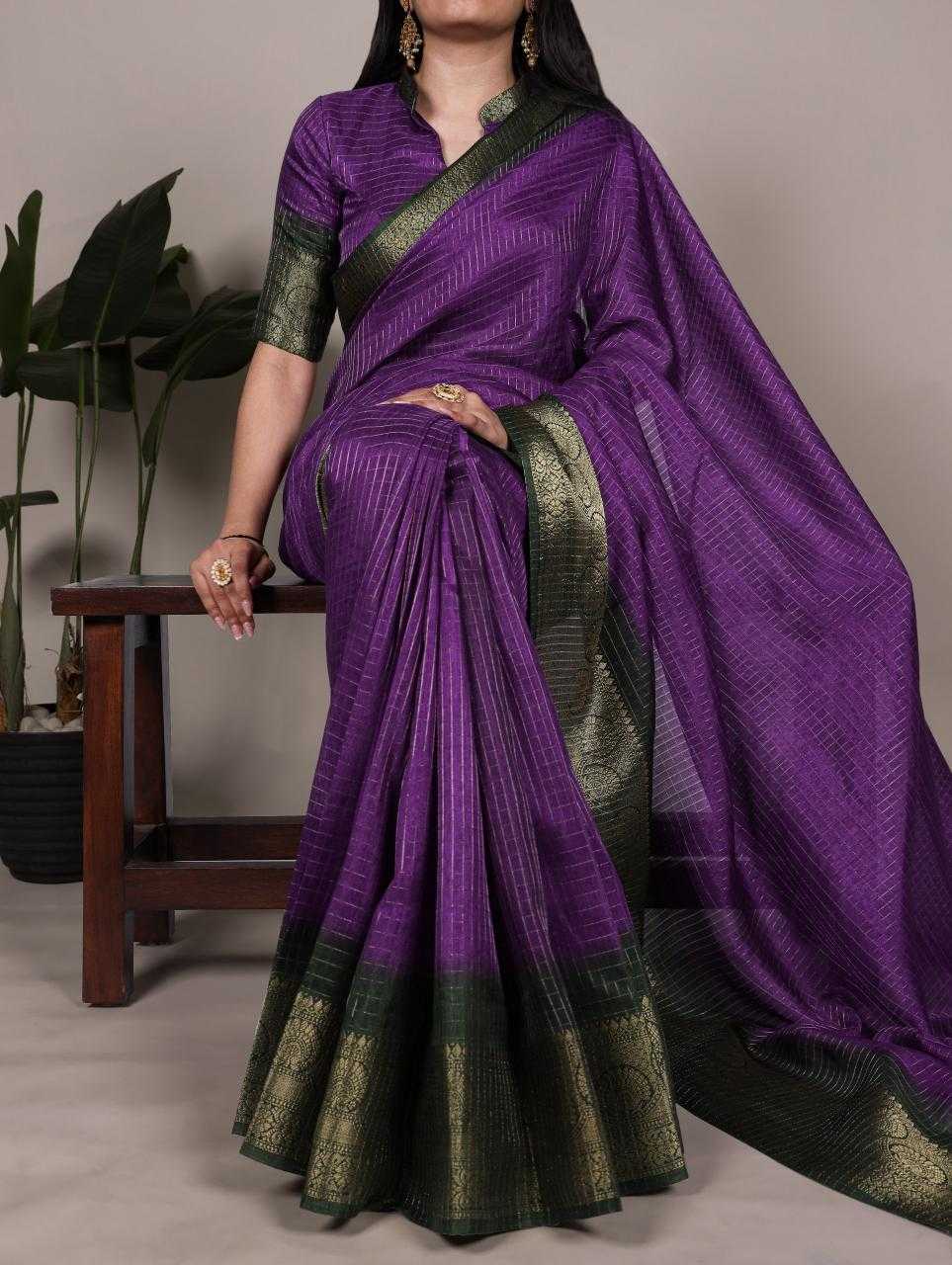 Kota Chex  Zari Border Traditional Sarees