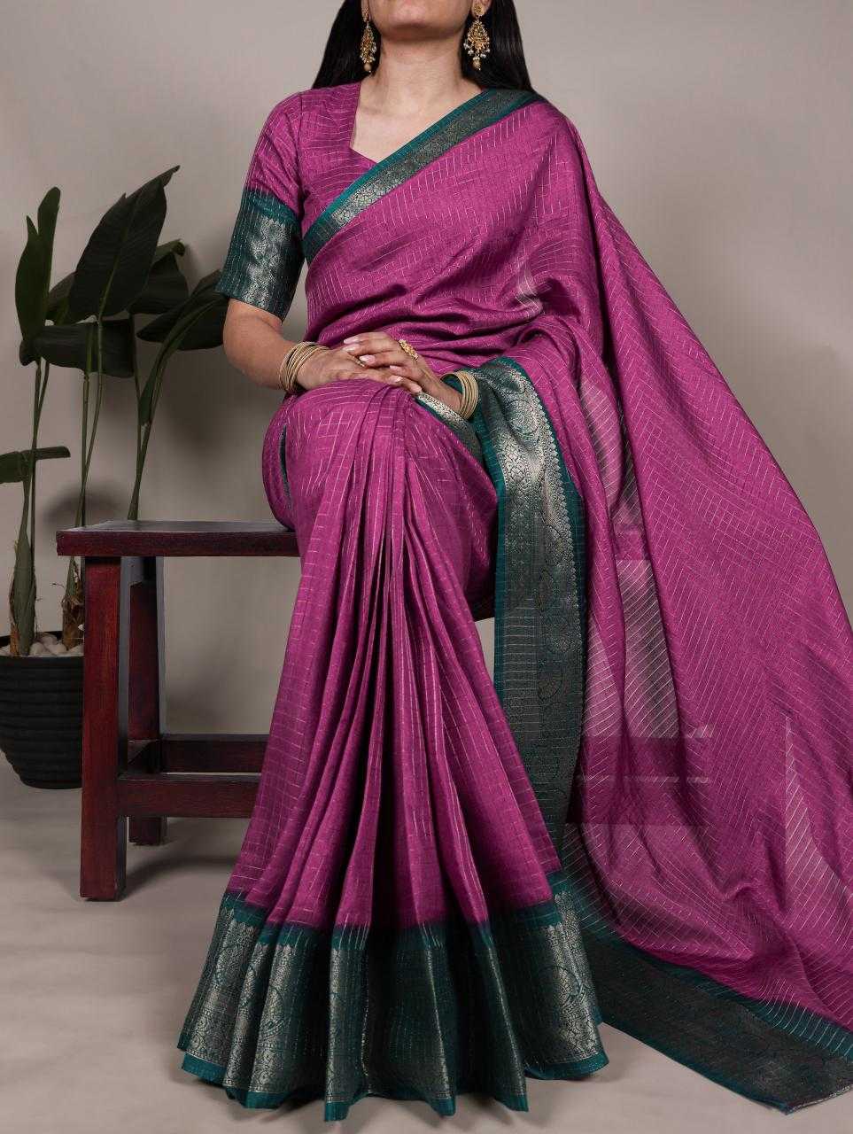 Kota Chex  Zari Border Traditional Sarees