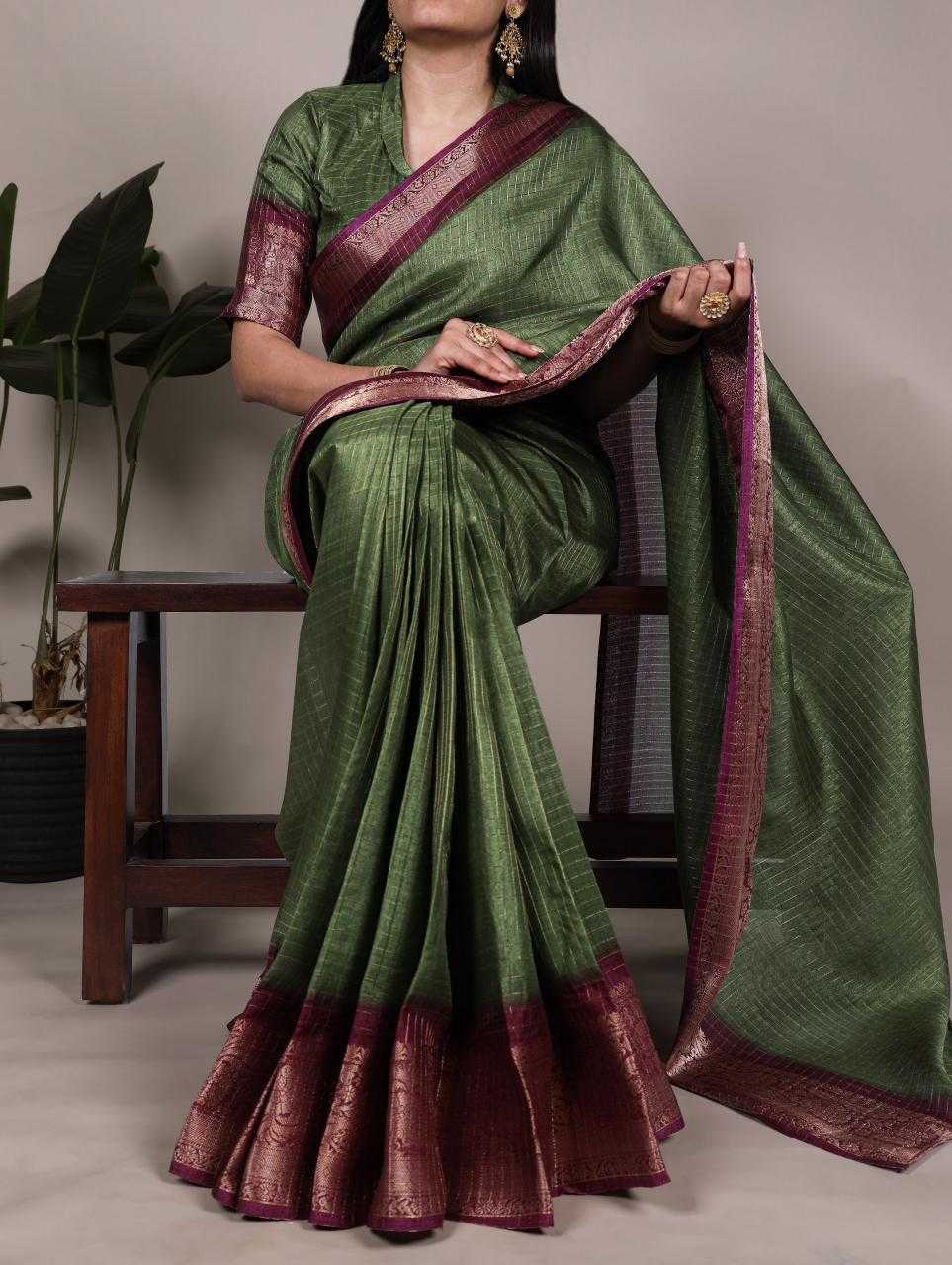 Kota Chex  Zari Border Traditional Sarees