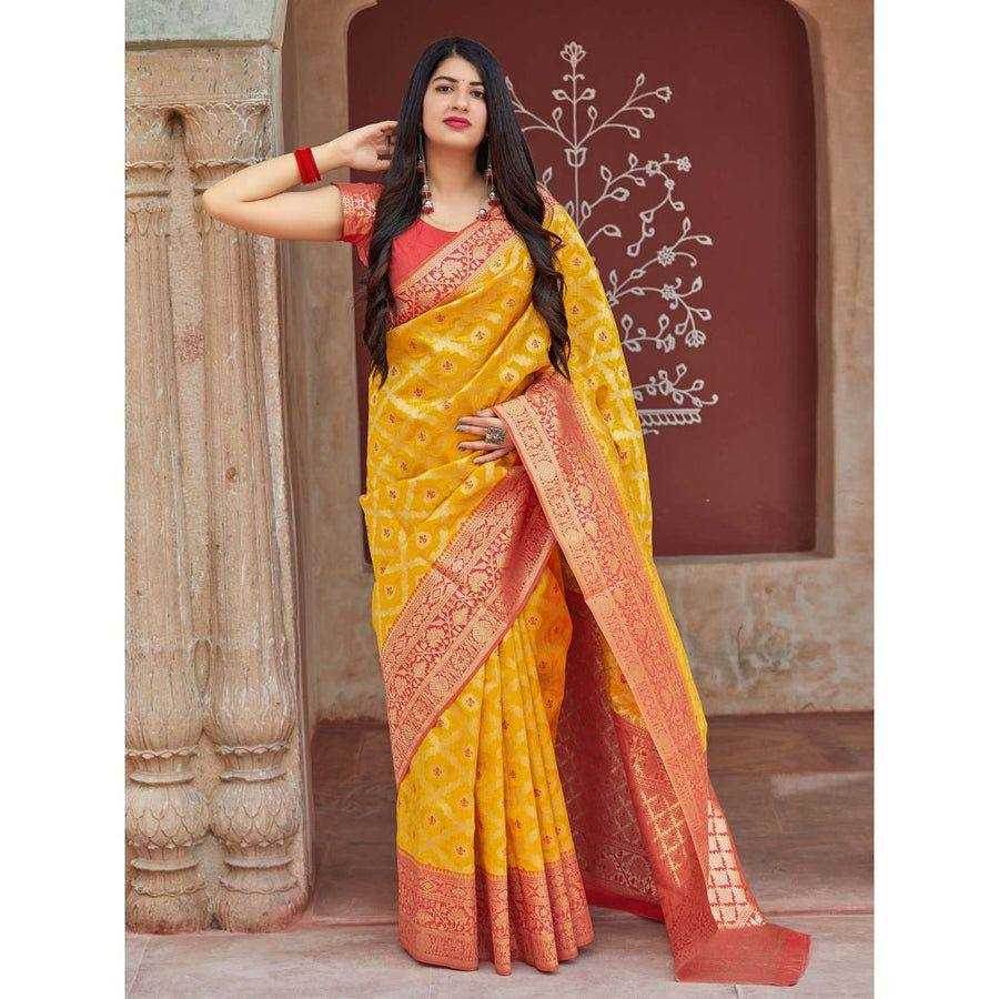 Lichi Silk Designer Jacquard Saree - MYLUXURY LANE ENTERPRISE