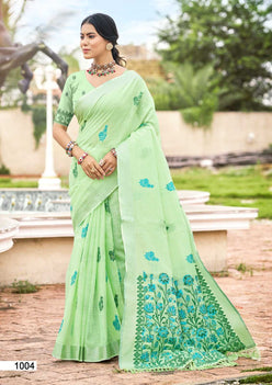 Linen  Festive Sarees  With Blouse
