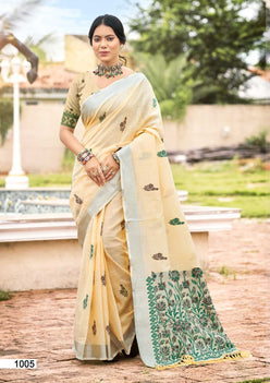 Linen  Festive Sarees  With Blouse