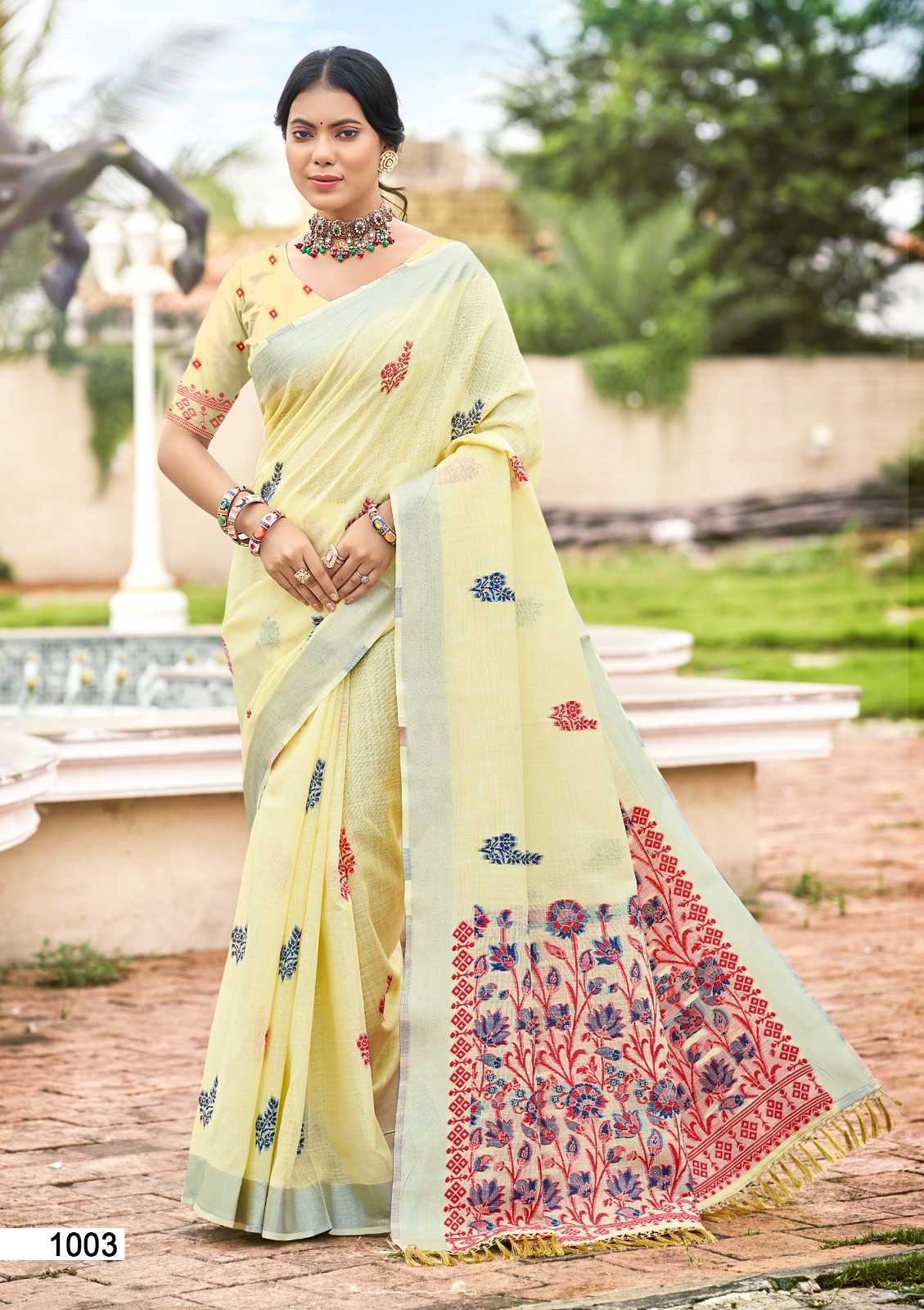 Linen  Festive Sarees  With Blouse