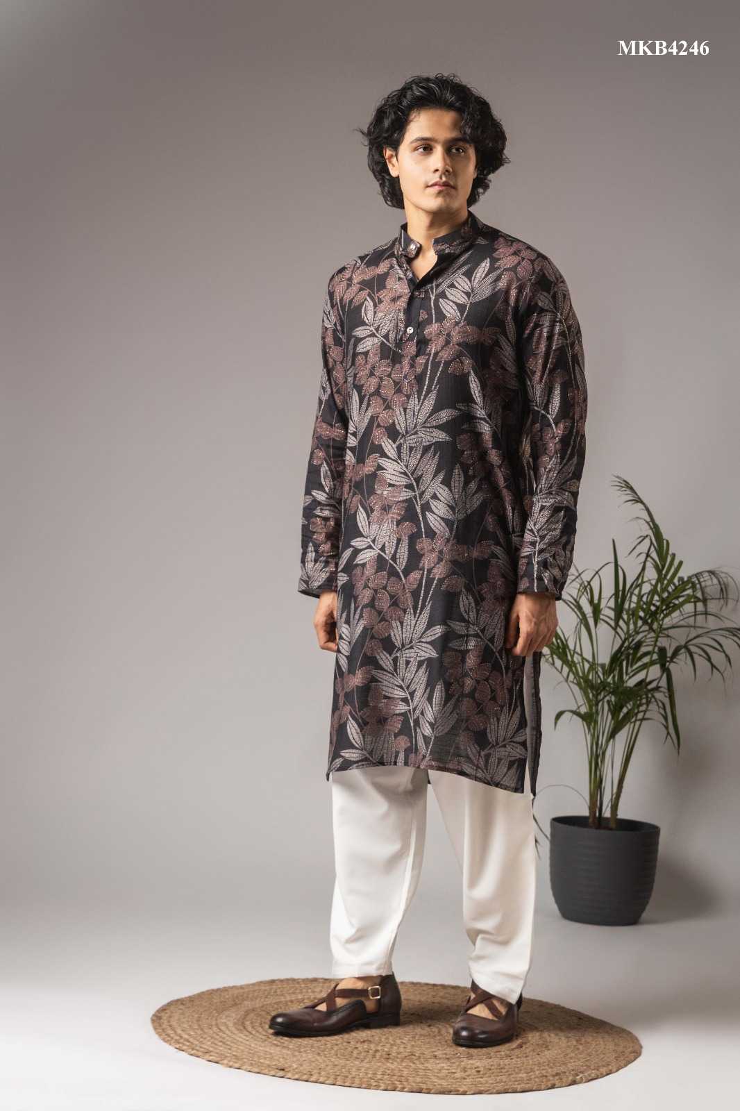 Linen Embroidered Kurta Pajama