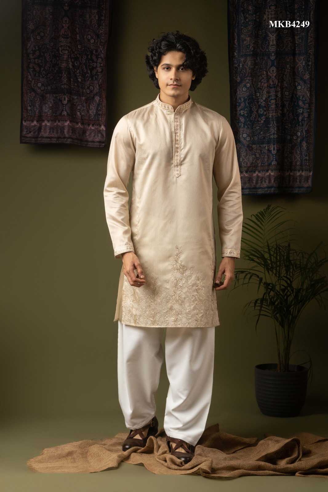 Linen Embroidered Kurta Pajama