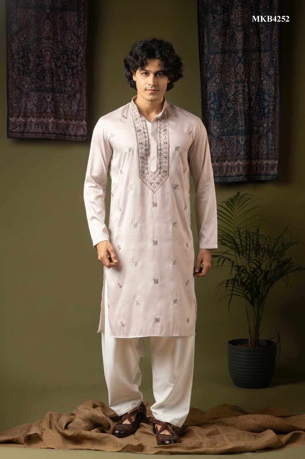 Linen Embroidered Kurta Pajama