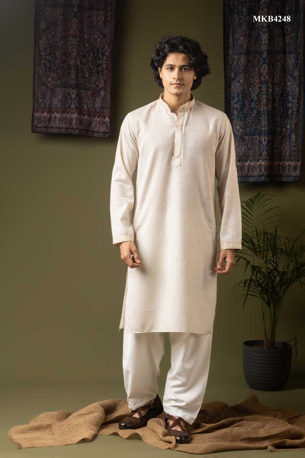 Linen Embroidered Kurta Pajama