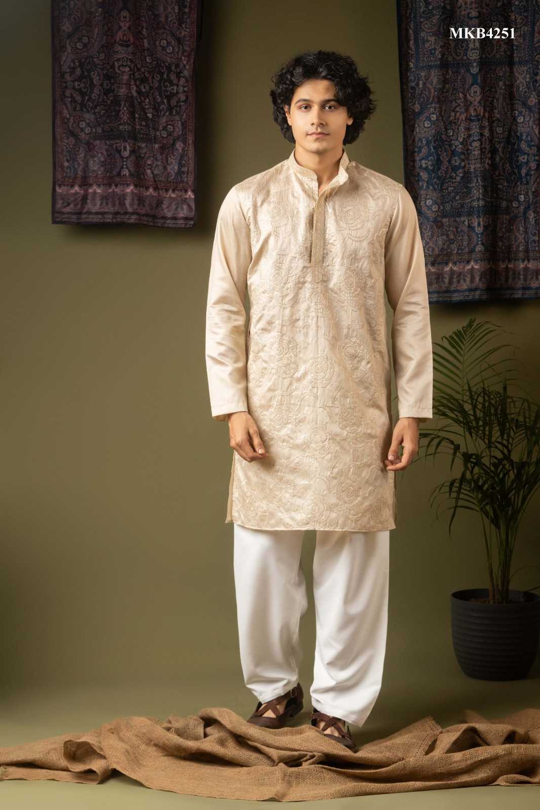 Linen Embroidered Kurta Pajama