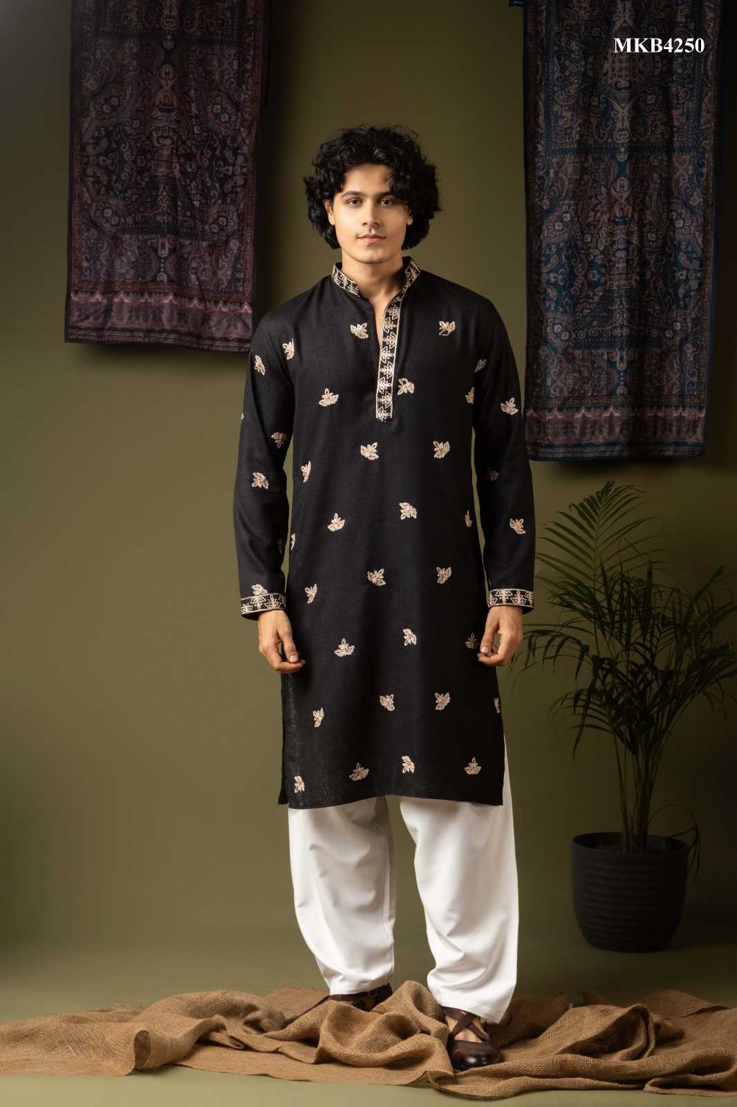 Linen Embroidered Kurta Pajama