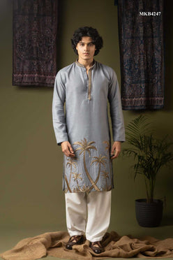 Linen Embroidered Kurta Pajama