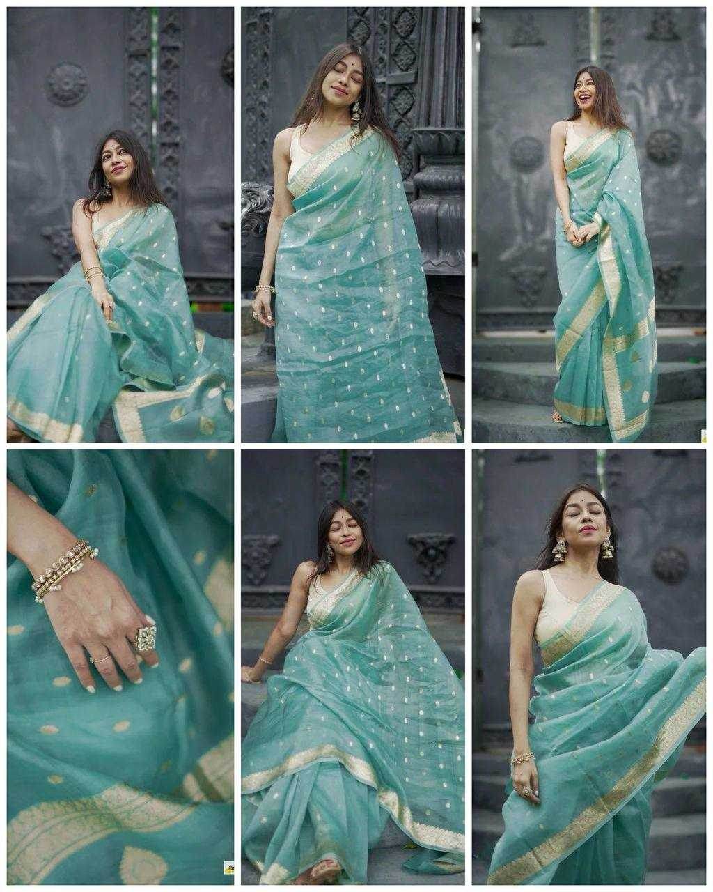Linen Jacquard Saree - MYLUXURY LANE ENTERPRISE