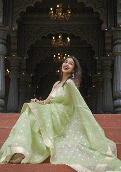 Linen Jacquard Saree - MYLUXURY LANE ENTERPRISE