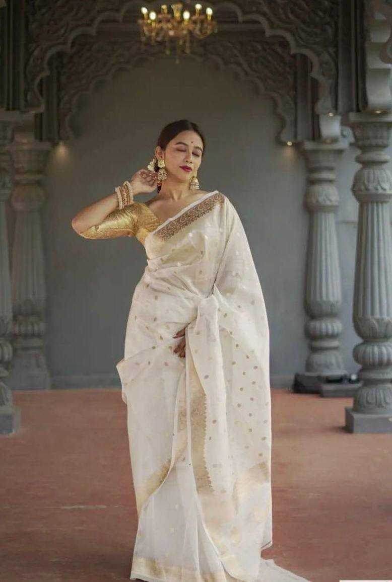 Linen Jacquard Saree - MYLUXURY LANE ENTERPRISE