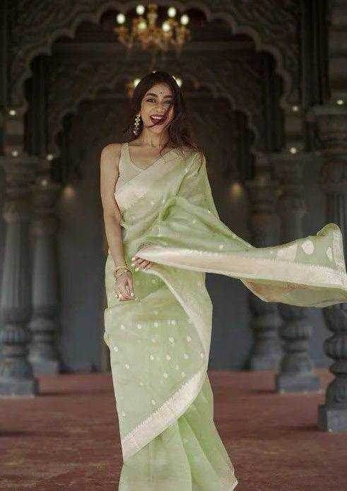 Linen Jacquard Saree - MYLUXURY LANE ENTERPRISE