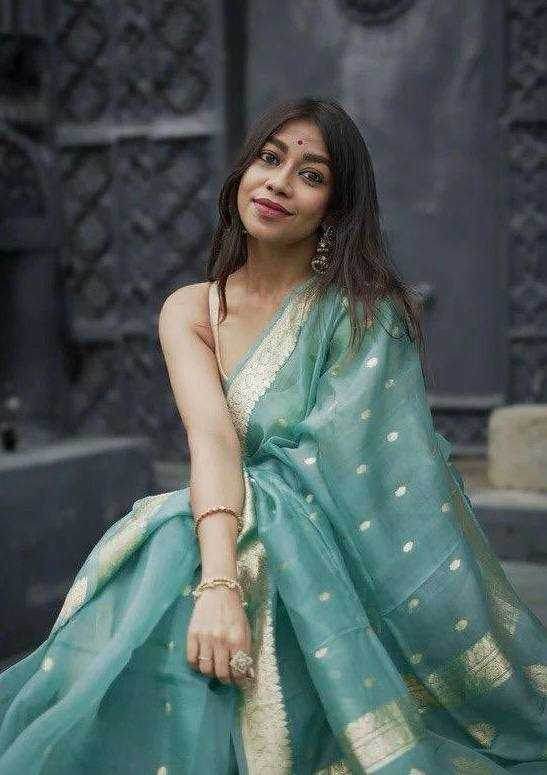 Linen Jacquard Saree - MYLUXURY LANE ENTERPRISE