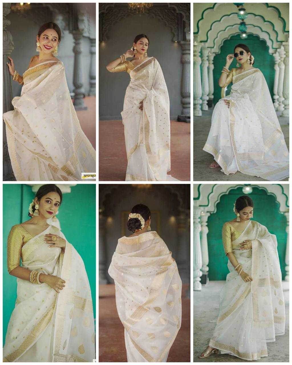 Linen Jacquard Saree - MYLUXURY LANE ENTERPRISE