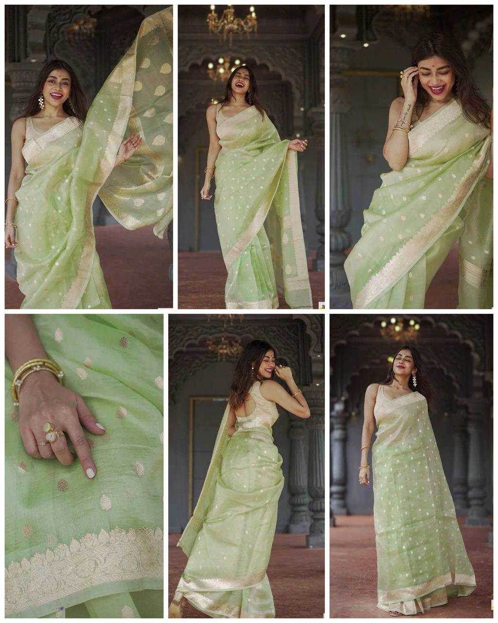 Linen Jacquard Saree - MYLUXURY LANE ENTERPRISE