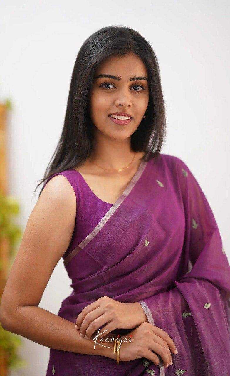 Linen  Designer  Printed Saree
