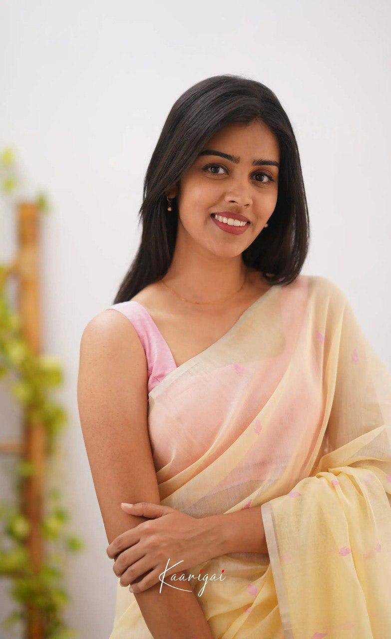 Linen  Designer  Printed Saree