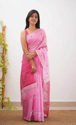 Linen Designer Printed Saree - MYLUXURY LANE ENTERPRISE