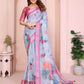 Linen Floral Printed Cotton Saree - MYLUXURY LANE ENTERPRISE