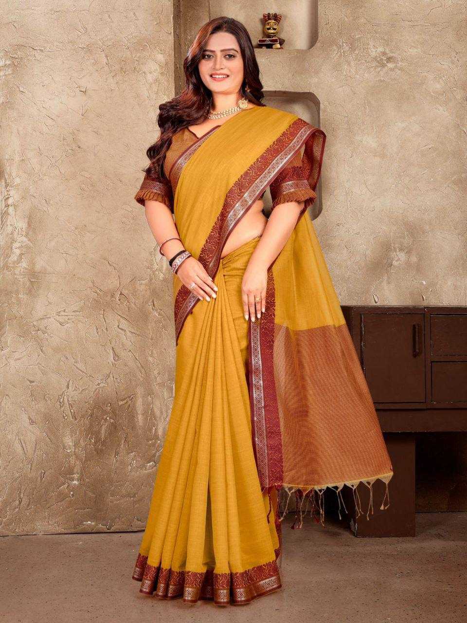 Linen Silk Linen Saree With Blouse