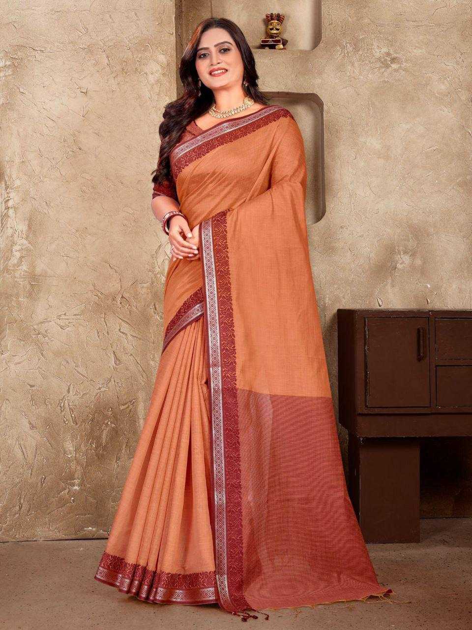 Linen Silk Linen Saree With Blouse