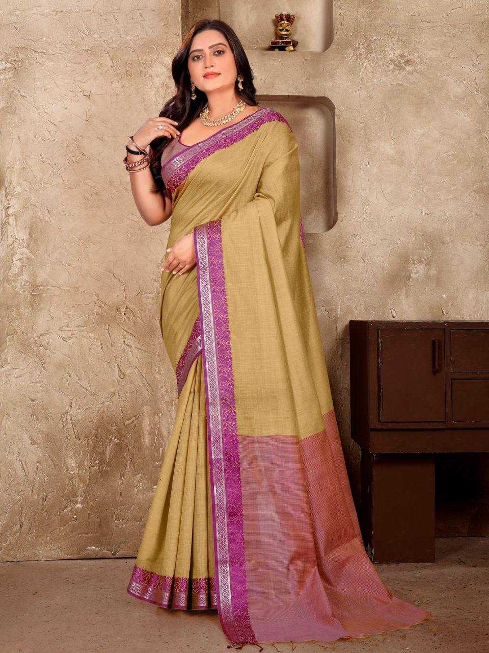 Linen Silk Linen Saree With Blouse