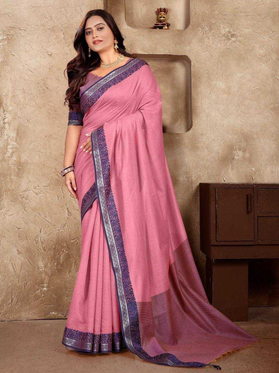 Linen Silk Linen Saree With Blouse - MYLUXURY LANE ENTERPRISE