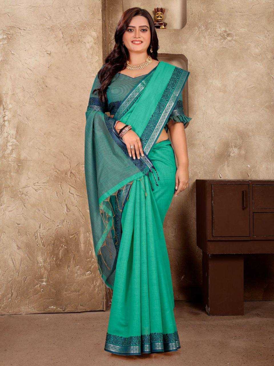 Linen Silk Linen Saree With Blouse