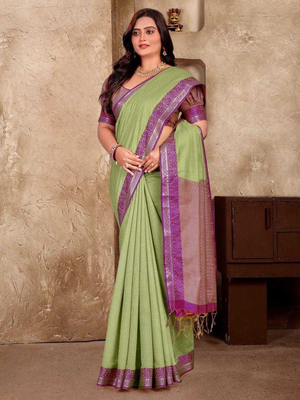 Linen Silk Linen Saree With Blouse