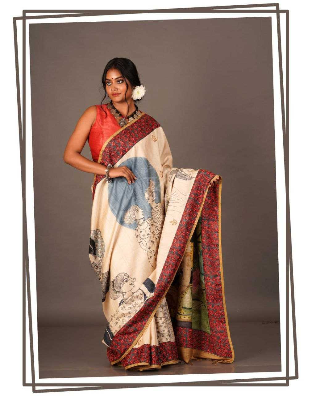 Linen  Printed Sarees  With Blouse