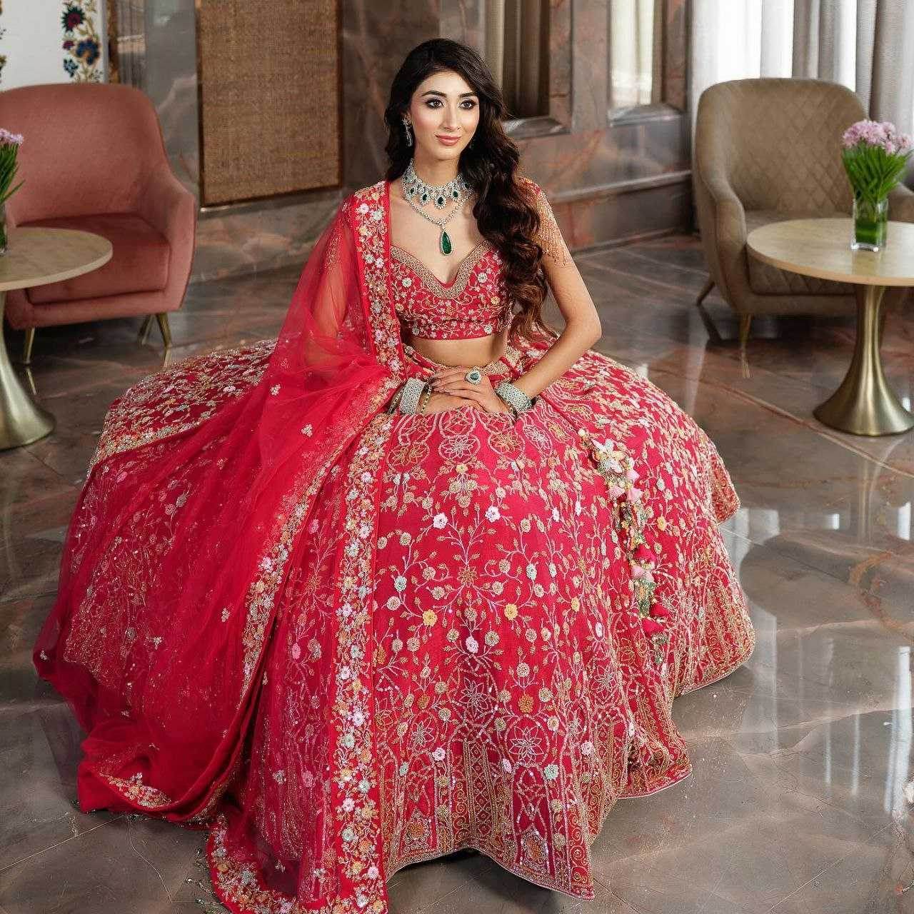 Malai Silk Thread Work Sequins Lehenga With Cancan - MYLUXURY LANE ENTERPRISE