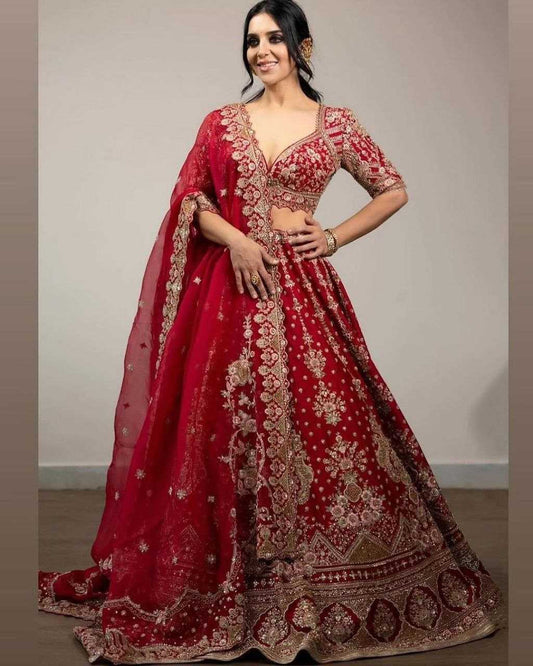 Malai Silk  Sequins Lehenga With Cancan