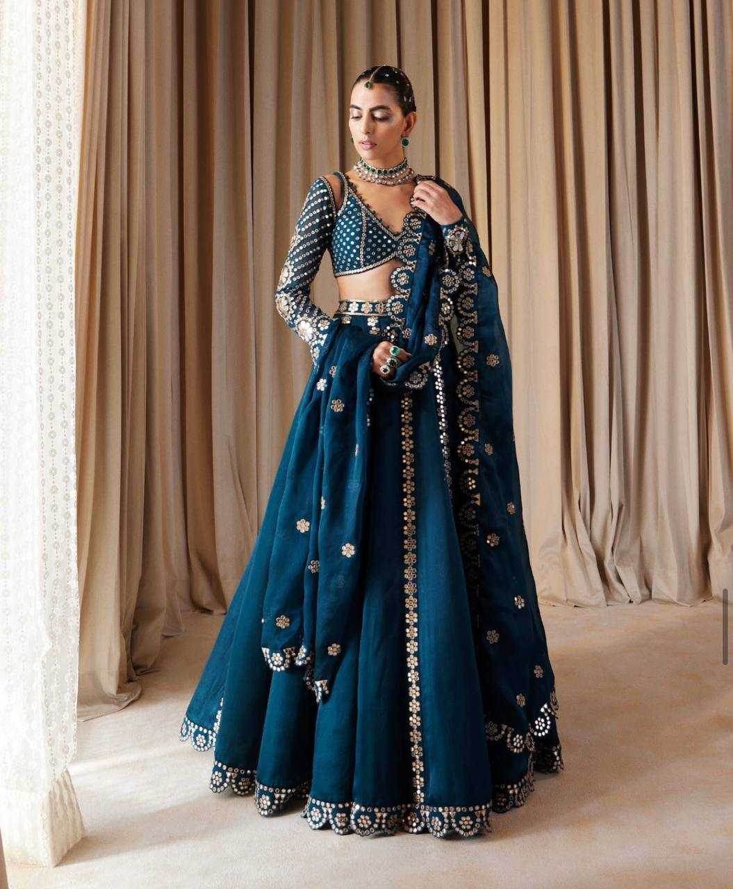 Malai Silk Zari Work Sequins Lehenga for Special Occasions - MYLUXURY LANE ENTERPRISE