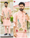 Malay Satin Silk Nehru Jacket Embroidered Kurta Pajama - MYLUXURY LANE ENTERPRISE
